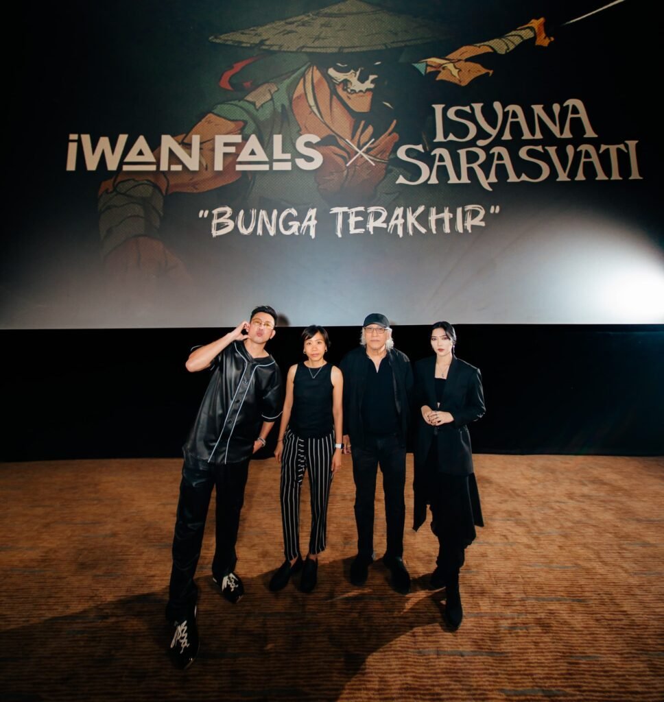 Pengisi suara Panji Tengkorak Denny Sumargo, Federica selaku produser, Iwan Fals, dan Isyana Sarasvati. (Falcon Picture)